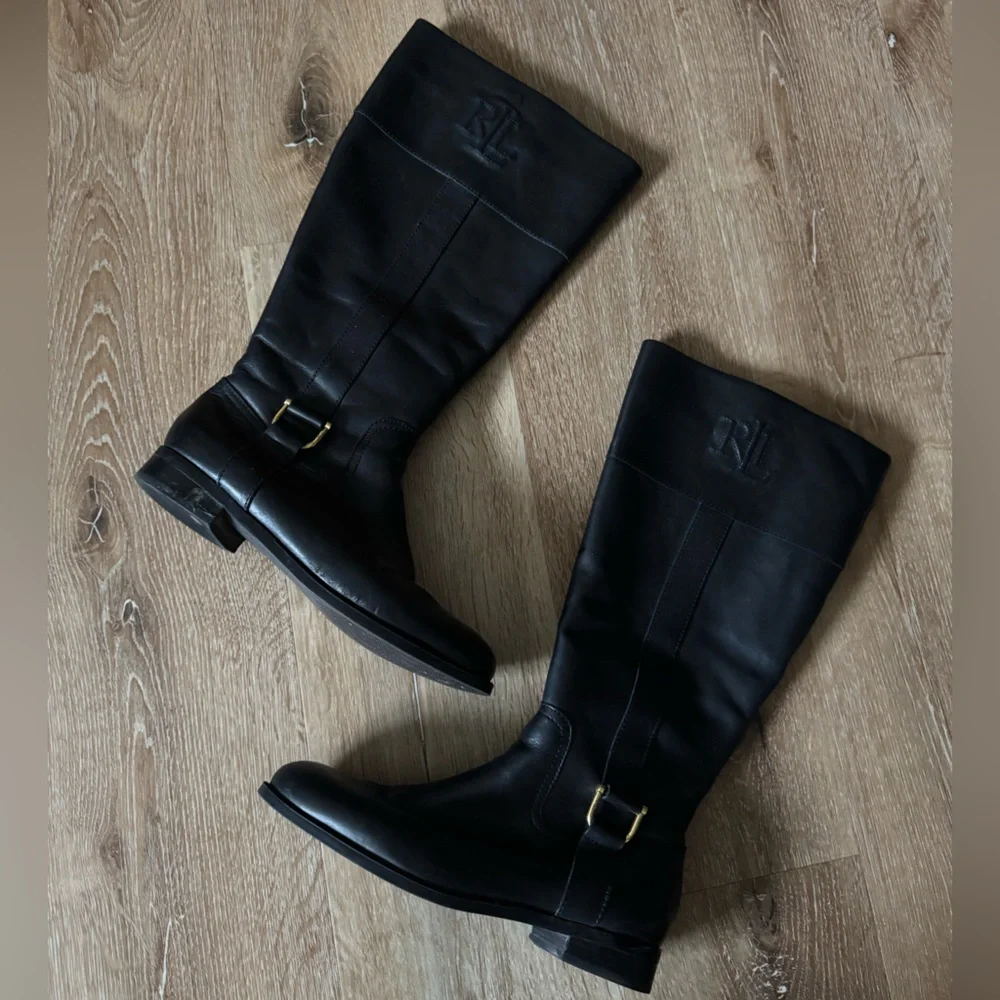 Lauren Ralph Lauren Black Tall‎ Knee High Boots Black Size 8